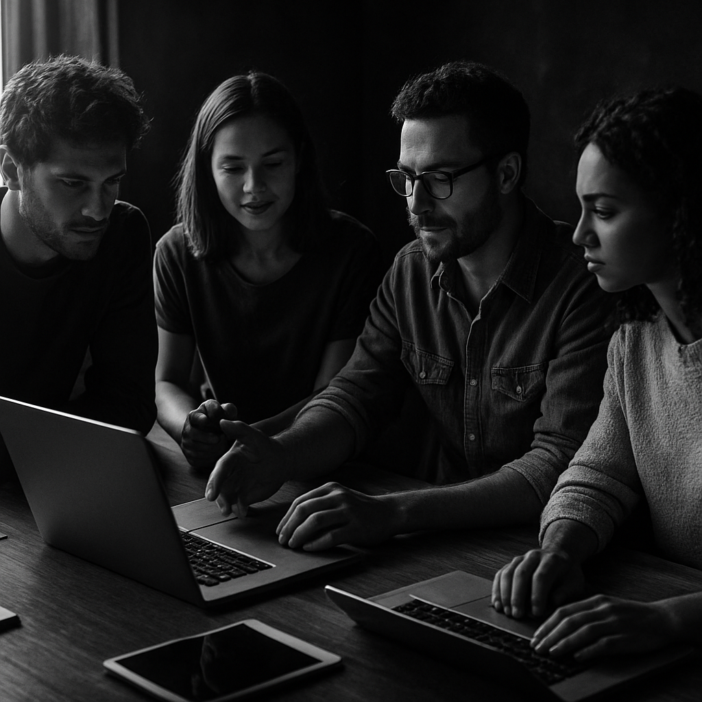 Notre équipe de création web en train de collaborer